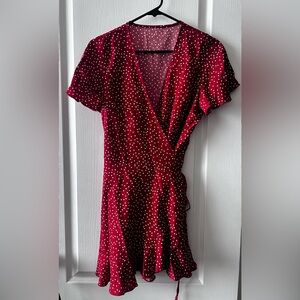 BNNU Red Polka Dot Wrap Dress